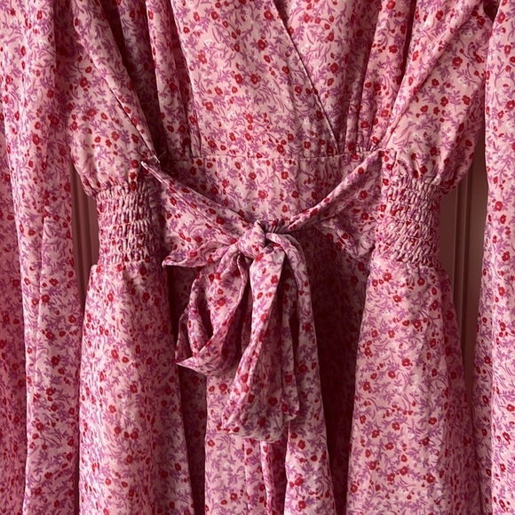 JAPNA Pink Floral Layered Flowy Dress Size Large - Picture 4 of 10